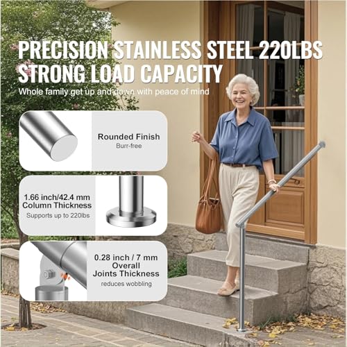 Main courante 100cm pour escalier extérieur kit garde-corps noir - 5