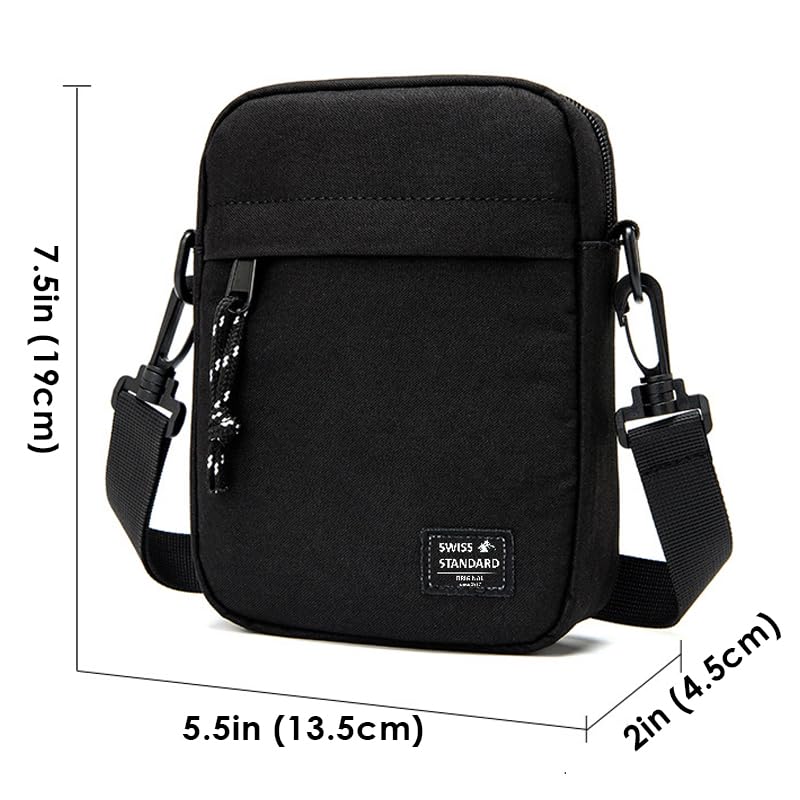 Adjustable One Shoulder Crossbody Zip Bag Adjustable Strap Lightweight Waterproof Scratches Proof Woman and Man Street style Hiking Biking Travel Adult Nylon 7.5 Inch Black3