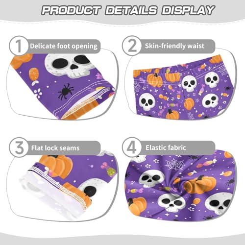 Spider Web Skull Pumpkin Candy Purple Girls Leggings Soft Stretch Workout Yoga Dance Pants for Kids Casual Tights3