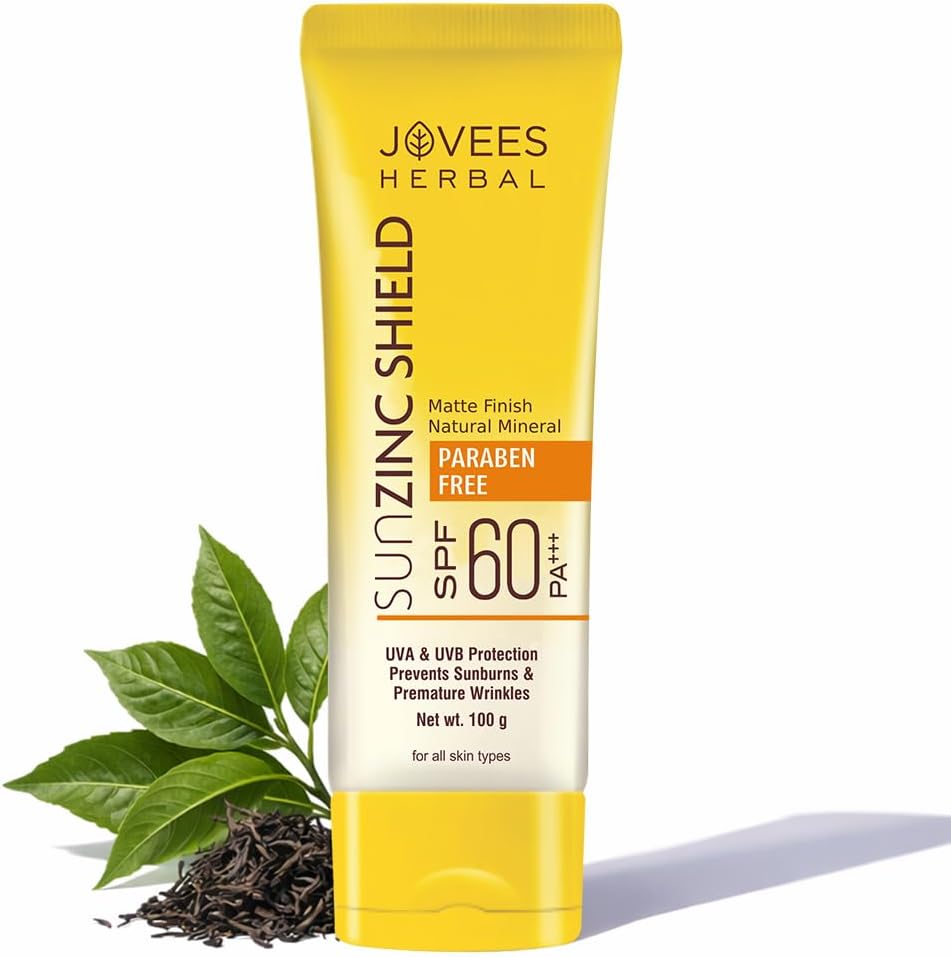 Sun Zinc Shield SPF 60 PA+++ Broad Spectrum | Matte Finish | Oil Free | UVA/UVB & Blue Light Protection | Sunscreen For Men/Womens 100g