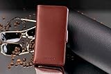 Cadorabo – Book Style Hülle für HTC ONE (M7 1. Generation) – Case Cover Schutzhülle Etui Tasche mit Kartenfach in KAKAO-BRAUN - 4
