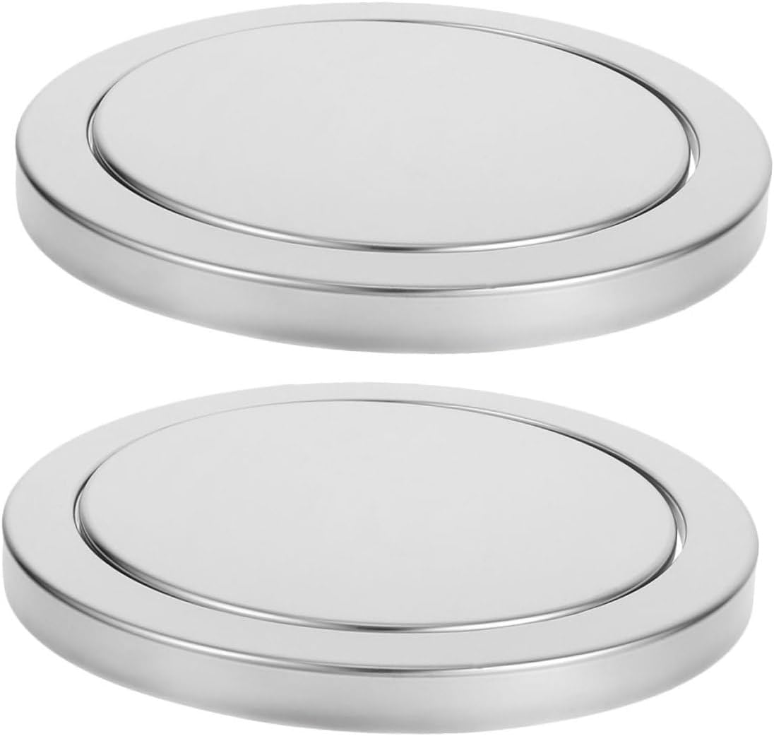 Uonlytech Countertop Trash Can Lid 2pcs Stainless Steel Embedded Swing Cover Fits 21.5-24cm Opening Kitchen Bathroom Waste Bin Replacement Flush Trash Grommet
