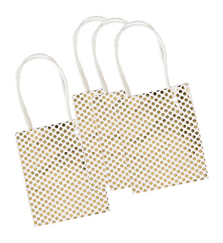 Darice GX-8000-138 4 Piece White and Gold Metallic Mini Bags