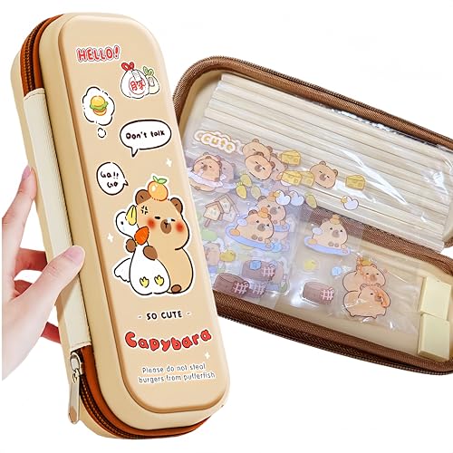 IN Chenthy Conjunto de estojo de lápis Capybara com 10 lápis + 2 borrachas + adesivos para armazenamento de cosméticos e artigos de papelaria (Duck Capybara)