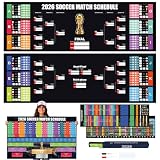 2026 World Soccer Championship Bracket Poster Set, 3PCS 40 x 26 Inches Double-Sided Dry Erase Wall Chart, Latest Team Soccer Bracket Poster with Match Tracker, Updated Team Information, Watch Party Decor for Home, Bar, Soccer Fan Gift
