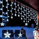 Buudala Christmas Star Curtain Light, 2M x 1M 15 Stars 108 LED Xmas Star String Light, Christmas Decoration Window Fairy Lights for Indoor Outdoor Decoration Window Garden Wedding Party Patio Hotel