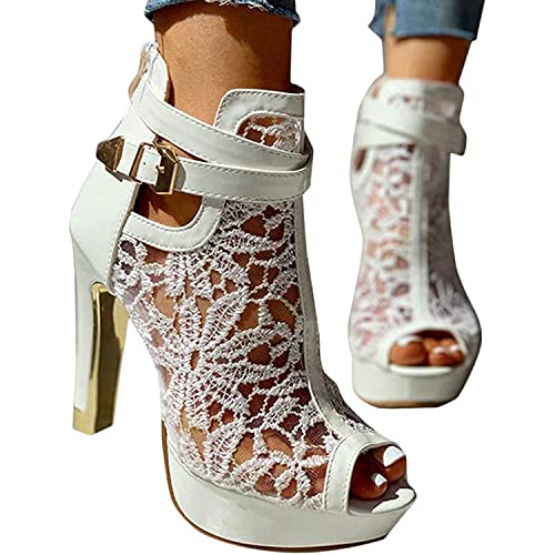 MIAOXIAO Sandales Talons Femmes Escarpins Sexy Tête Poisson Bout Ouvert pour Femmes Talons Hauts pour Compensé Plage Fille Chaussures Pantoufles,4,EU 42 Cover
