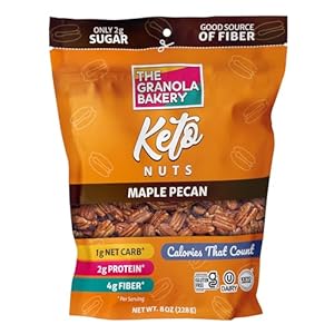 TGB Maple Pecan Keto Nuts, 1g Net Carb, No Added Sugar, High Fiber, Gluten Free, Grain Free, Healthy Low Carb Snack, 8oz Resealable Cereal Bag