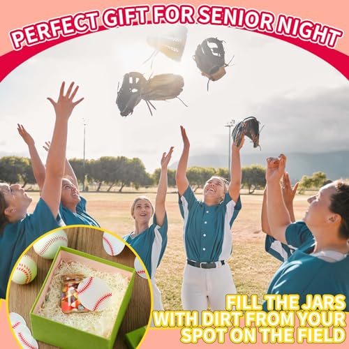 Pickmesh 12 Set Baseball Senior Night Gift, Glass Jar for Dirt Baseball, Mini Baseball Team Gift, Baseball Dirt Jars, Baseball Team Senior Night Gift, Baseball Party Favor for Senior Student - Thumbnail 6