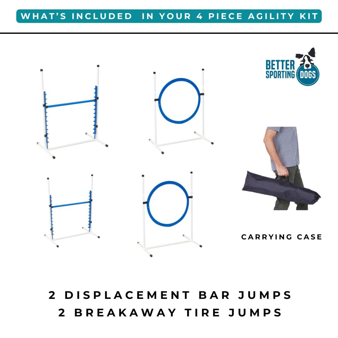 Better Sporting Dogs 4 Pack Adjustable Dog Agility Jumps w/Safety-Focused Features | 2 Bar Jumps with Cup Strips | 2 Breakaway Tire Jumps - image 6