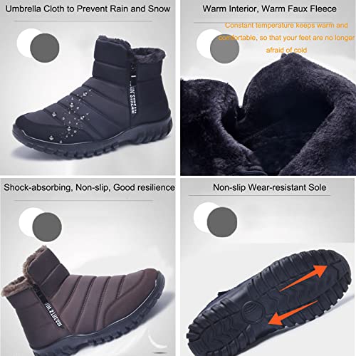 Men's Winter Warm Leather Snow Boots,Non-Slip Waterproof Soft Plush Warm Hiking Outdoor Camping Trekking Backpacking Shoes3