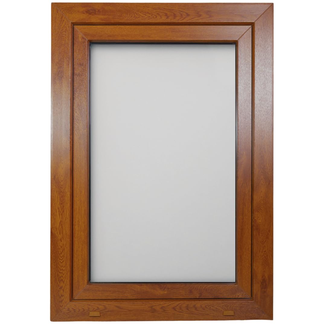 Ventana PVC Reforzada Roble Dorado | Cristal Climalit Mate | Perfil Aluplast | Entrega 24/48h (700x1000 Derecha Transparente)