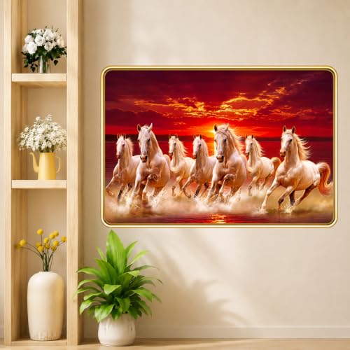 Image of 7 Running Horses Vastu Photo Frame, 16x24 Inch