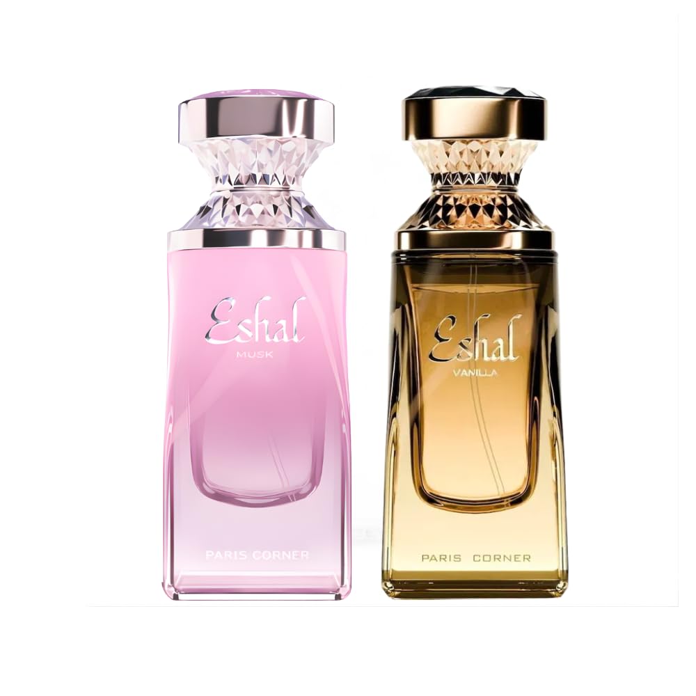 Paris Corner Perfumes Bundle Eshal Musk and Eshal Vanilla Eau de Parfum Fragrance Spray for Women 100ml / 3.4 fl oz