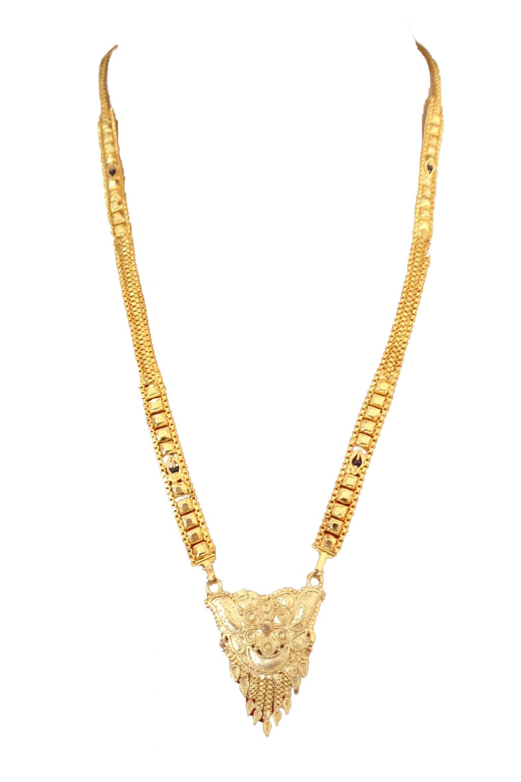 Designer Brass Gold Plated Mangalsutra 28 Inch Black Beads Chain for Women and Girls-image-26