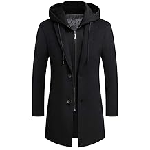 男士羊毛外套连帽衫长风衣棉质休闲羊毛大衣夹克