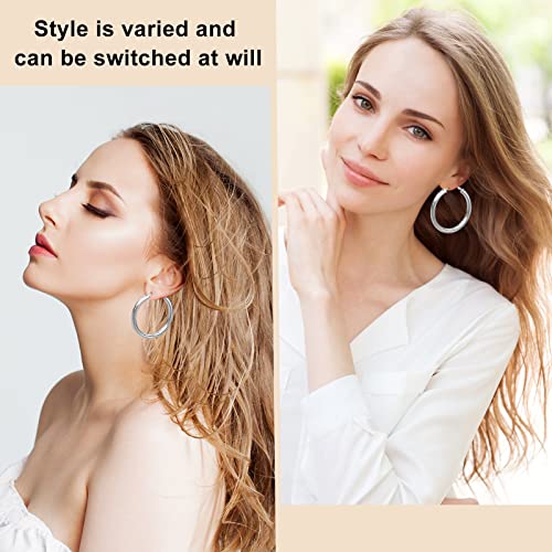 925 Steling Silver Hoop Earrings For Women, Steling Silver Post Hypoallergenic Hoops Earrings 925 Silver Big Hoops Earrings For Lady Girls Gift #TOP3