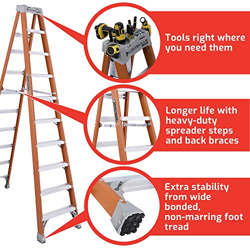 Louisville Ladder FS1510 Fiberglass Step Ladder, 10 Feet