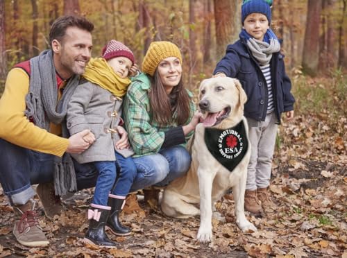 Bandana para cães, bandana para cães com suporte emocional, lenço de cachorro estampa preta clássica