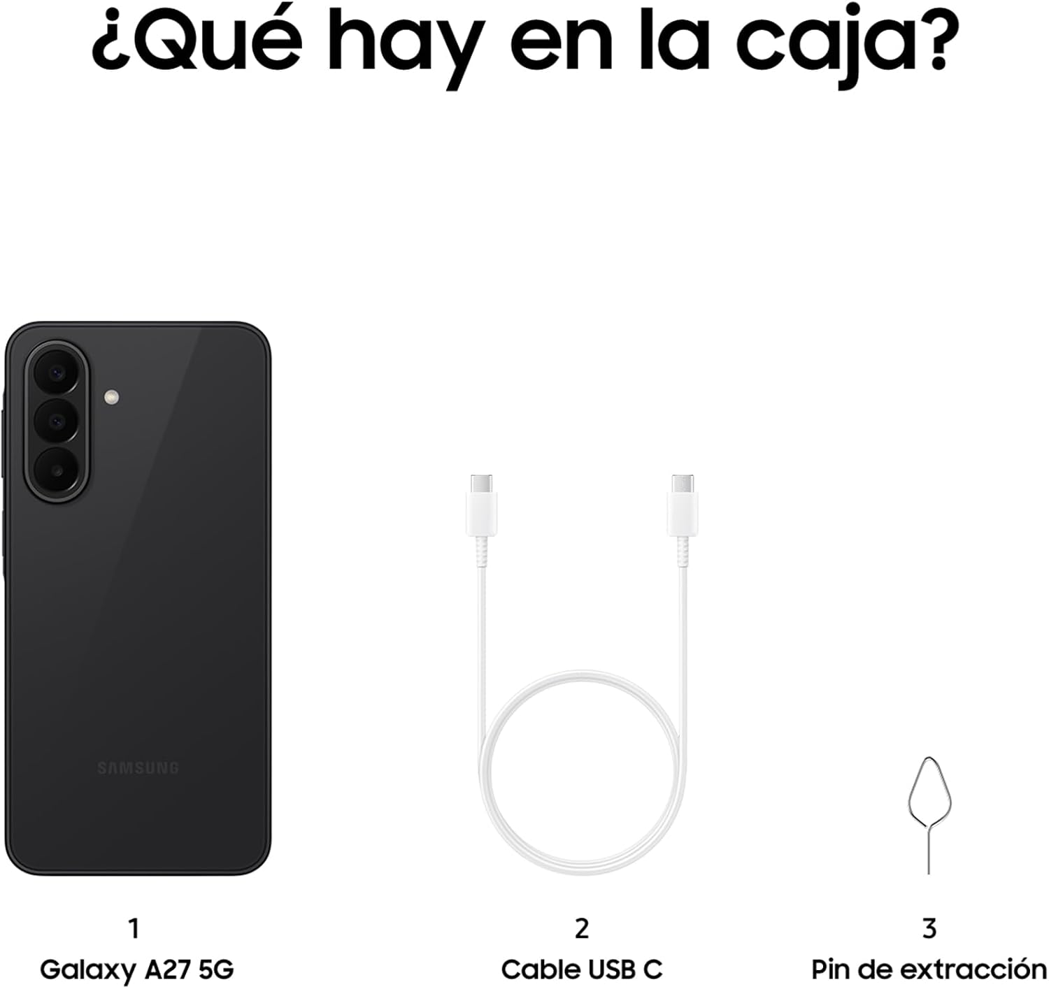 Samsung Galaxy A27 5G 128GB Teléfono Móvi con IA, Negro, Garantía 3+1 Años | Circle to Search, Borrador de objetos, Transcripción de voz, 3 Cámaras, IP64, Batería 5000 mAh, 6x OS upgrades 8