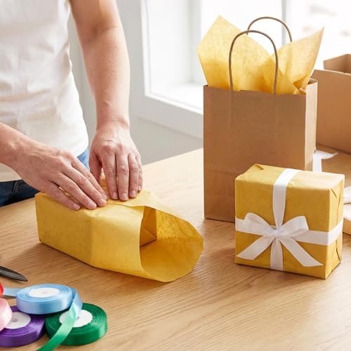Image of Bobobag 100 Sheets Harvest Gold Tissue Paper 20 inchX14 inch Tissue Paper for Gift Bags, Gift Wrapping Tissue, Christmas Tissue Paper Anniversary Holiday Decoration Arts Craft
