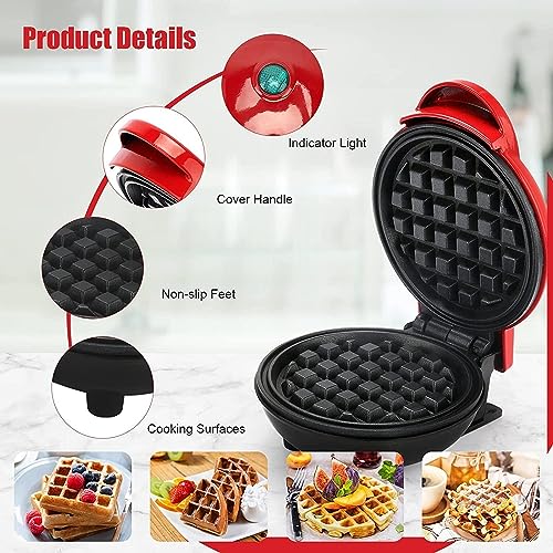 Image of Mini Waffle Maker Machine 3 In 1 Waffle Iron Home Appliances Kitchen Easy To Clean, 4 Inch, Perfect For Breakfast,Dessert, Sandwich, Pan Cakes, Other Snacks|Assorted - 350 Watts (Mini Waffle Maker)