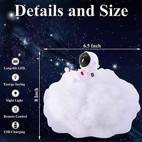 Image of One94Store Plastic Astronaut Cloud Lamp Colorful Creative Night Light USB Led Rainbow Effect Galaxy Projector with Remote Control Adjustable Timer Night Lamp for Baby, Bedroom, Gaming Room