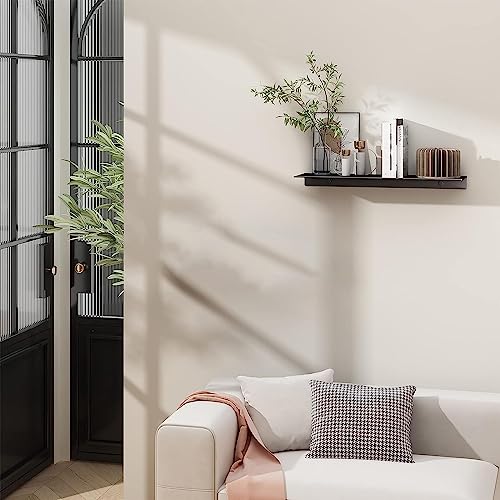 Image of OrganizeMee Metal Small Wall Mounted Shelves,Bluetooth Speaker,Wi-Fi Camera Stand Corner Floating Shelf for Living Room & Bedroom,Home Decor Items Plant Pot mounting Racks, Speaker Stand(Black)