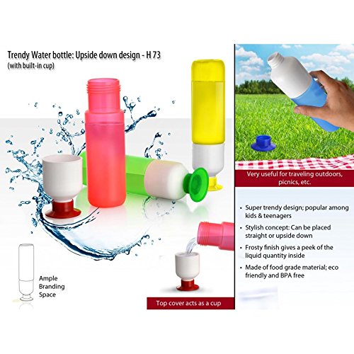 Buy Trendy Water Bottle Upside Down Design (with Builtin Cup) Set of