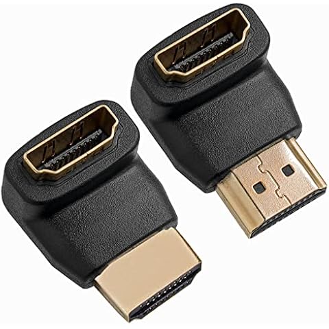 pjp electronics (2 pack HDMI to HDMI Adapters, Right Angled And Left Angled HDMI Adapter for TV, Projector, Monitor, Male to Female 270 Degree/ 90 Degree 4K 3D Full HD Gold Plated Cover