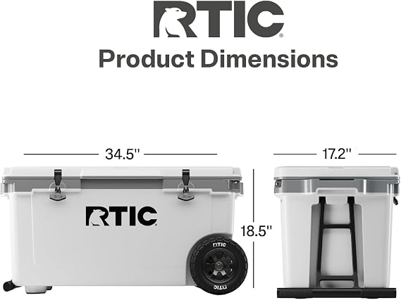 RTIC 72 QT Ultra-Light Wheeled Hard Cooler | Insulated, Ice Chest Box, Beach, Drink, Beverage, Camping, Picnic, Fishing, Barbecue, 30% Lighter Than Rotomolded