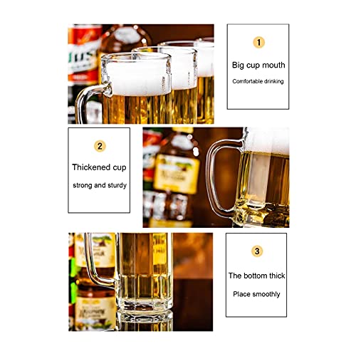 Jarras y jarras de cerveza de cristal con asa como tazas de bebidas 7