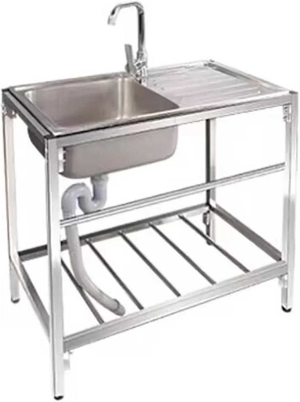Outdoor Utility Sinks Free Standing Catering Commercial Sink Restaurant Catering Kitchen Sink Prep Workstation 304 Stainless Steel Single Bowl with Faucet for Indoor Outdoor (Color : Type A2, Style