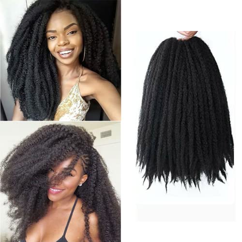 Marley Twist Braiding Hair 18 Inch Marley Kinky Crochet Braids Synthetic Hair Afro Twist Marley Braiding Hair 4 Packs Faux Locs Crochet Hair Extensions(18inch-4packs-1B#)