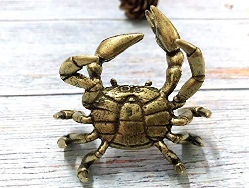 Dmtse Handmade Brass Crab Decoration Statue Tea Pet Ornaments Home Gift #TOP5