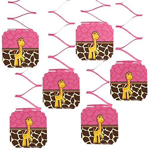 Big Dot of Happiness Giraffe Girl - Baby Shower or Birthday Party Hanging Decorations - 6 Count