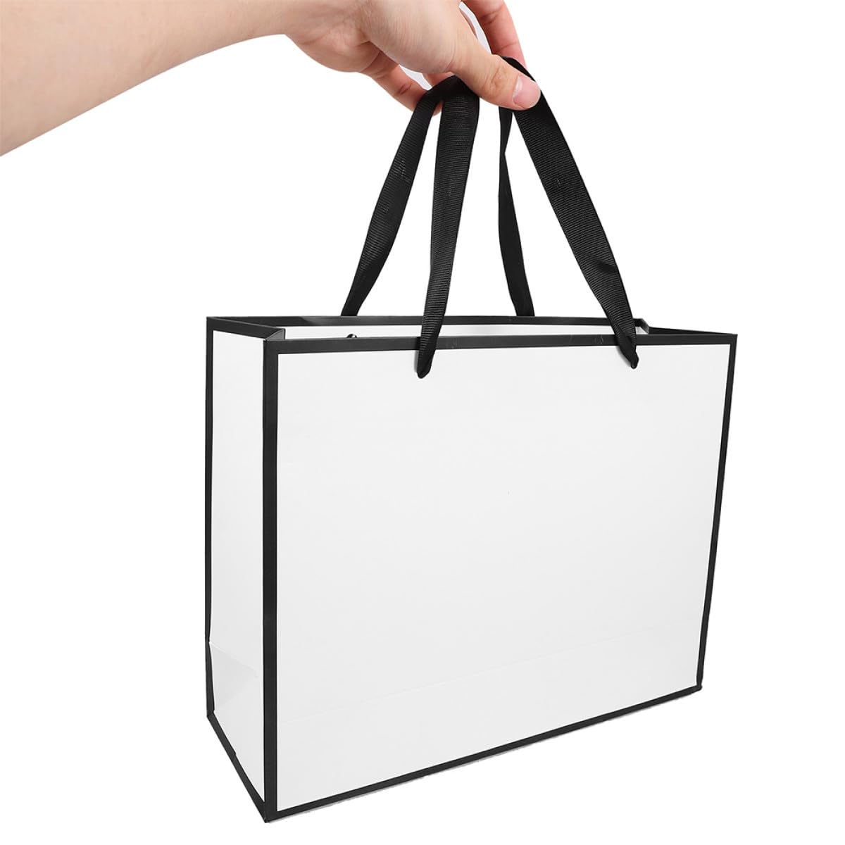 VOSAREA 20 Paquet D'emballage Présent en Papier Blanc Poignées, Pratiques et Légers, Capacité Raisonnable pour Fêtes et Anniversaires, Lot de 20 Pièces