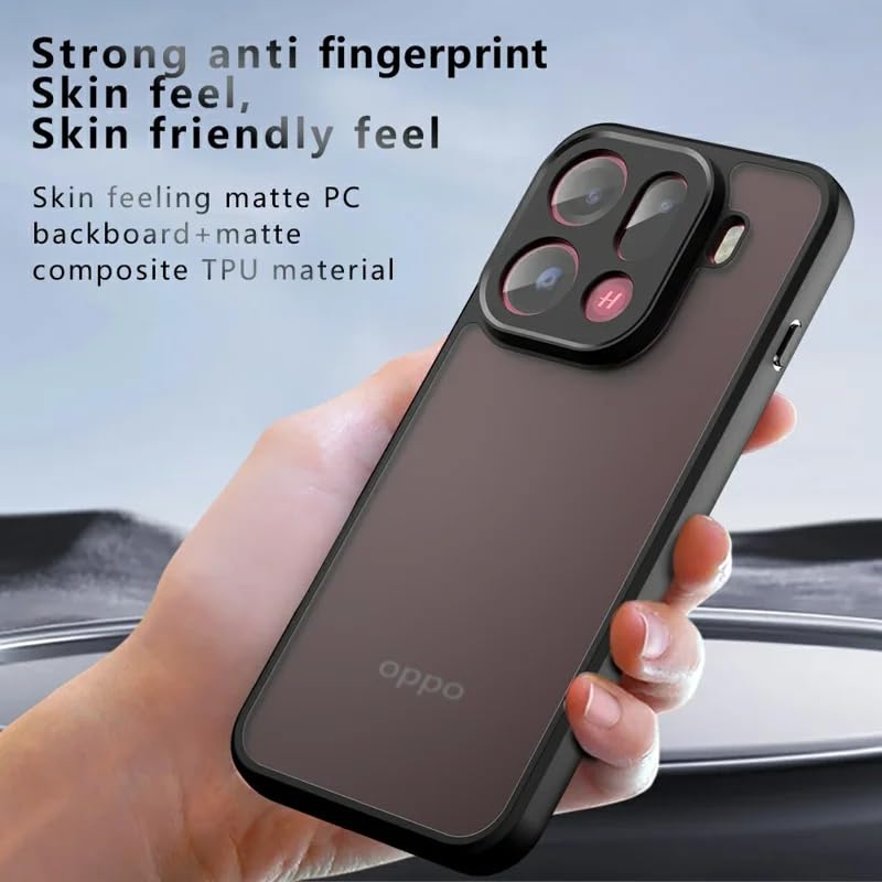 Image of Matte PC + TPU Back Cover Case for Oppo Find X9 Pro 5G, Air Bag Corner Protection, Anti-Fingerprint, Never Turns Yellow, Micro Arc Edge, Camera Lens Guard, Black