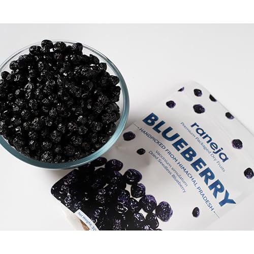Image of Raneja 100% Natural Pre-mium Quality Blueberries 800Gm Without Added Sugar | Dried Seedless Blueberries | Dry Fruits | Healthy & Tasty Whole & Dried Blueberry | Rich in Calcium and Vitamin K