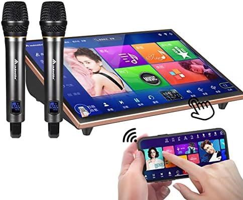 Chinese Karaoke Machine, 19 Inch Touch Screen Phone Remote & App Control Cloud Download Songs All in One Karaoke System with Wireless Mic, KTV Singing Karaoke Player for Family Bar Home Party
