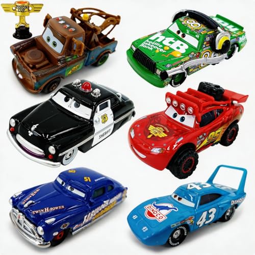 6-Pack Diecast Car - 1:55 Scale Alloy Vehicle Toys with Friction Power, Portable Mini Race Car Set for Kids Ages 3+