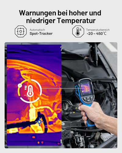 TOPDON TC004 Mini Wärmebildkamera, 240x240 IR-Auflösung Handheld Thermal Camera, 15-Stunden Akkulaufzeit, 25Hz Bildwiederholrate, -20℃ bis 450℃ Temperaturbereich, Hoch-/Tief-Temperaturalarm