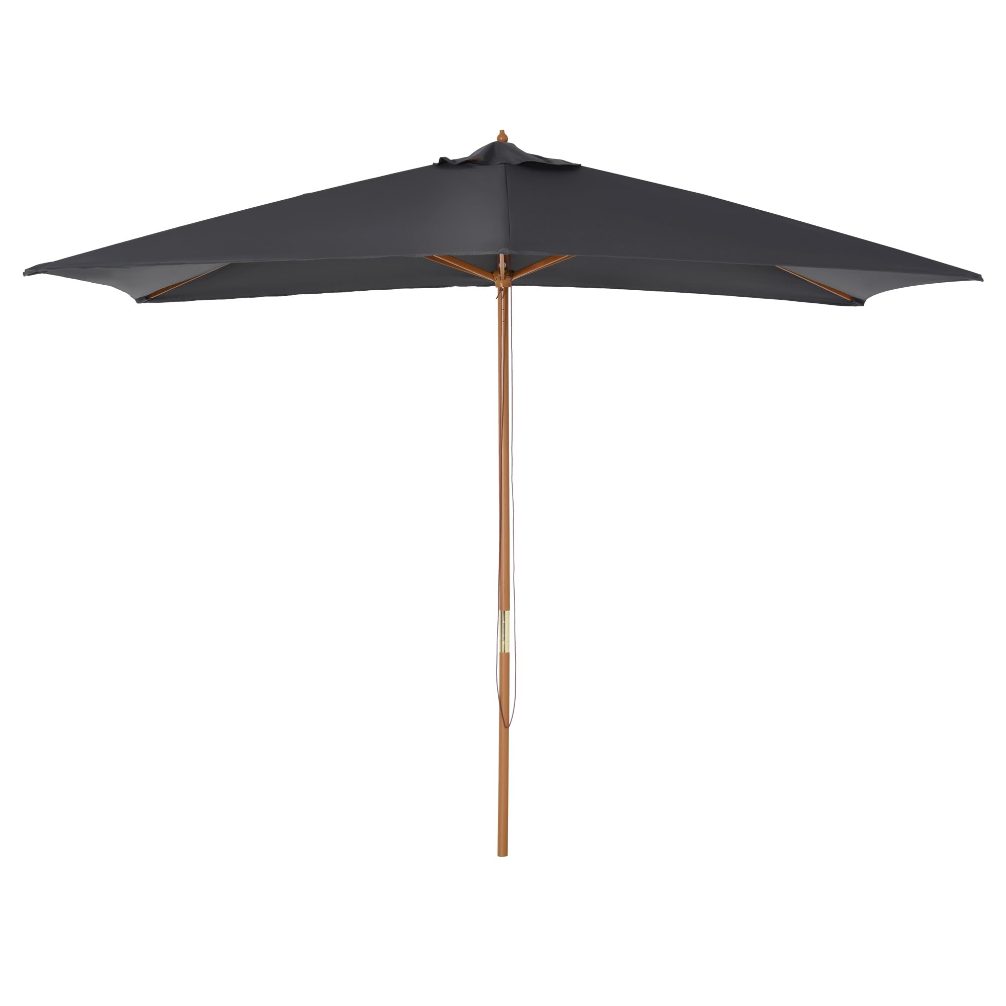 Outsunny Ombrellone da Giardino 2x3 m con Corda e Prese d'Aria, Ombrellone da Esterno con 6 Stecche in Legno, Bambù e Poliestere 180g/㎡, per Cortile, Terrazza e Balcone