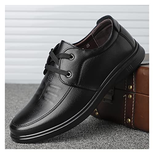 LAZIRO Men's Casual Leather Shoes Round Toe Lace-up Business Men's Single Shoes Soft Leather Soft Sole Flat Heel Daily Work Men's Shoes3