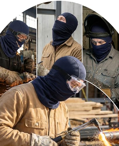 Image of BOCOMAL FR Face Mask Flame Resistant Balaclava 5.5oz Lightweight Arc Rated Helmet Liner Covering Hood for Welding