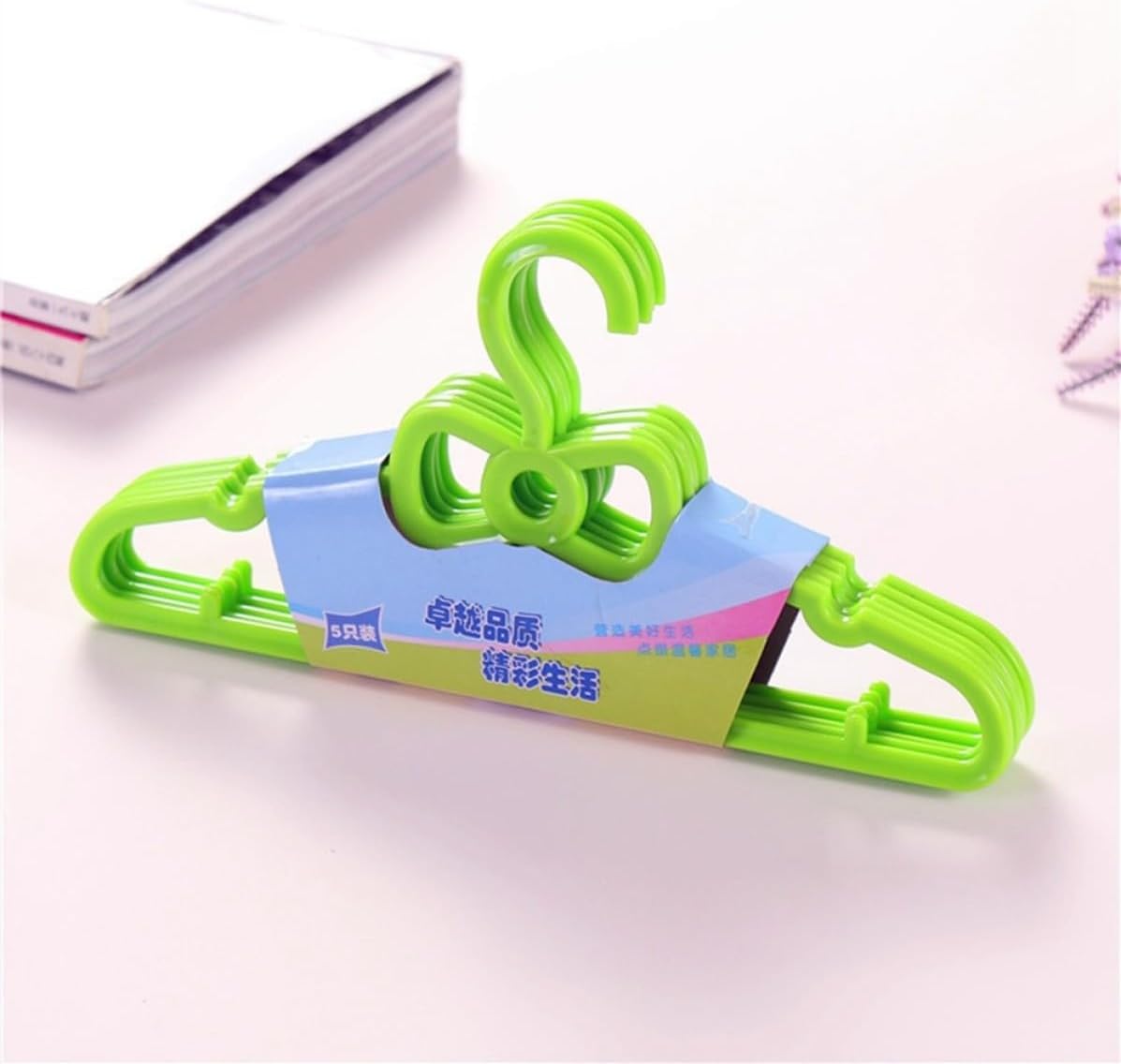 Bow Hangers Solid Plastic for Jeans Skirts 10pcs Green