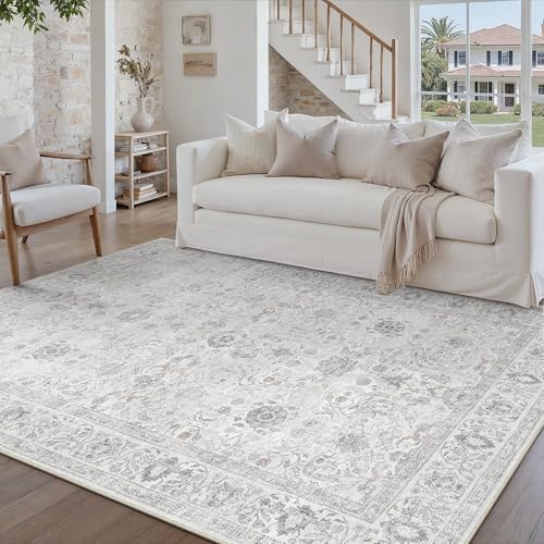 PureCozy Waschbarer Grün Teppich Wohnzimmer 120x170cm Vintage Tepich for Living Room kurzflor rutschfest Weich Boho Retro Carpet für Küchen Schlafzimmer Esszimmer Bedroom