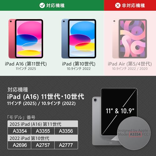 KingBlanc iPad 11世代 (A16) ケース 2025 11インチ・iPad 10世代 カバー 10.9インチ 2022 手帳型 ペン収納 高級PUレザー製 オートスリープ 絵描き角度 ペンホルダー付き スタンド機能 キズ防止 全面保護, ベージュ