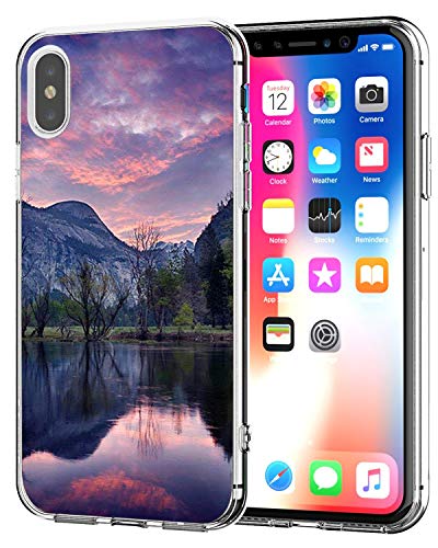 MATOP Caler Coque Compatible / Remplacement pour iPhone X/iPhone XS 5.8 Coque Transparent Mince Soft TPU Protection Flexible Parechocs Silicone Antislip Couvercle Paysage coloré (Beaux paysages) Cover