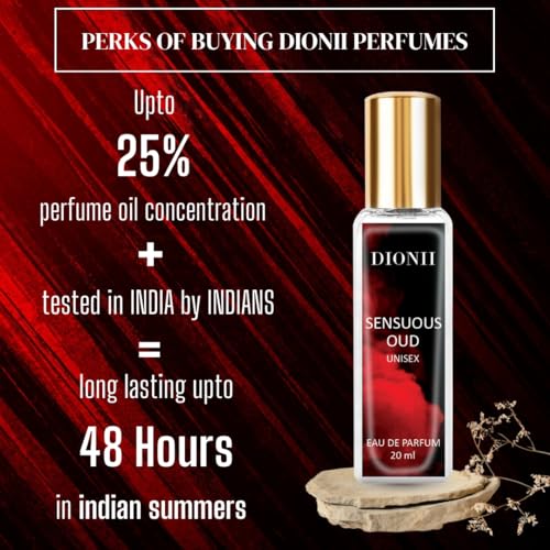 Image of Dionii SENSOUS OUD Unisex Eau De Parfum Perfume | Long Lasting Wood Fragrance With Saffron & Sandalwood, 20 ML